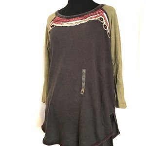 NWT Free People Green and Brown Top